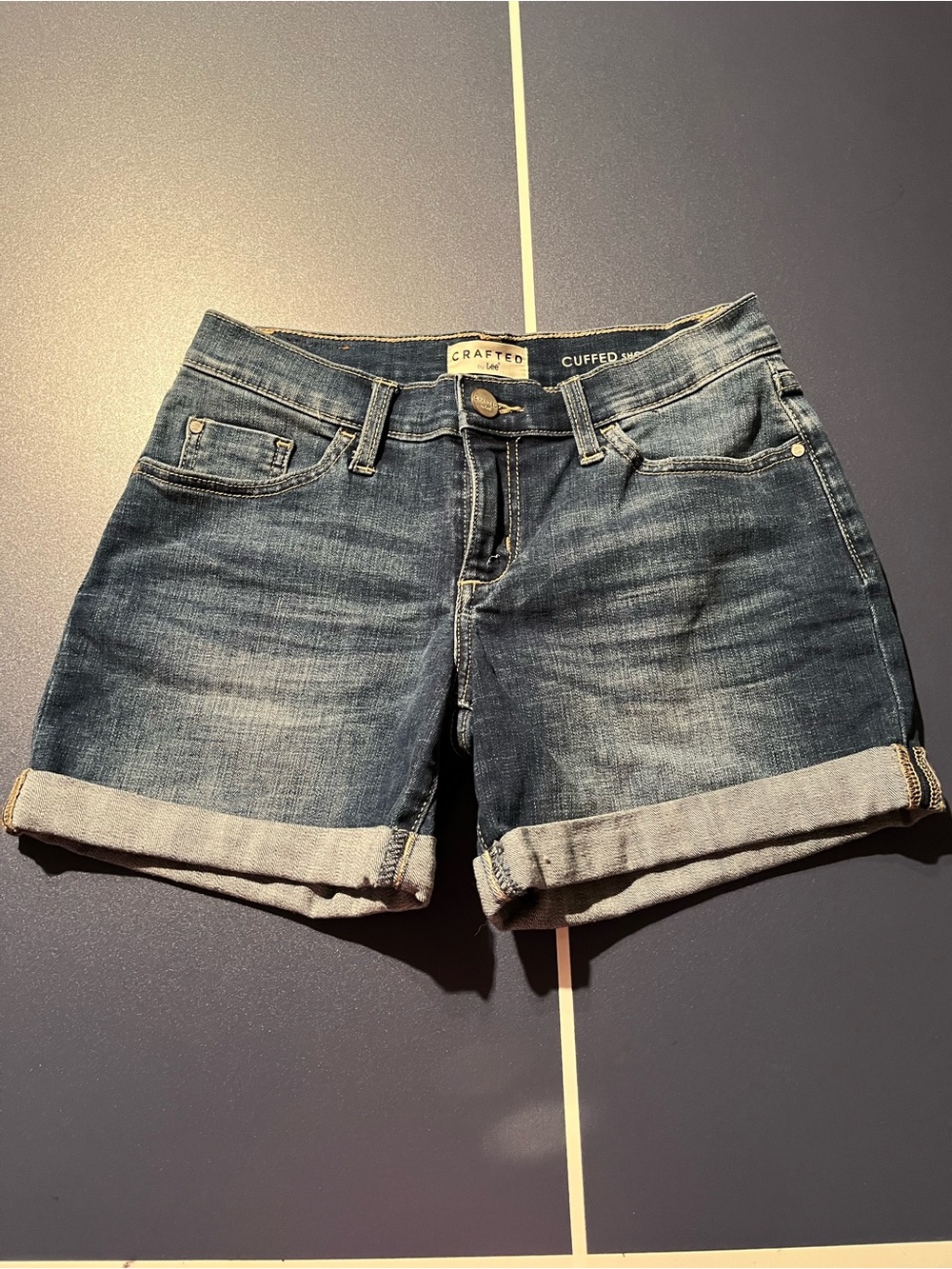 Lee Cuffed Denim Shorts - Dark Blue